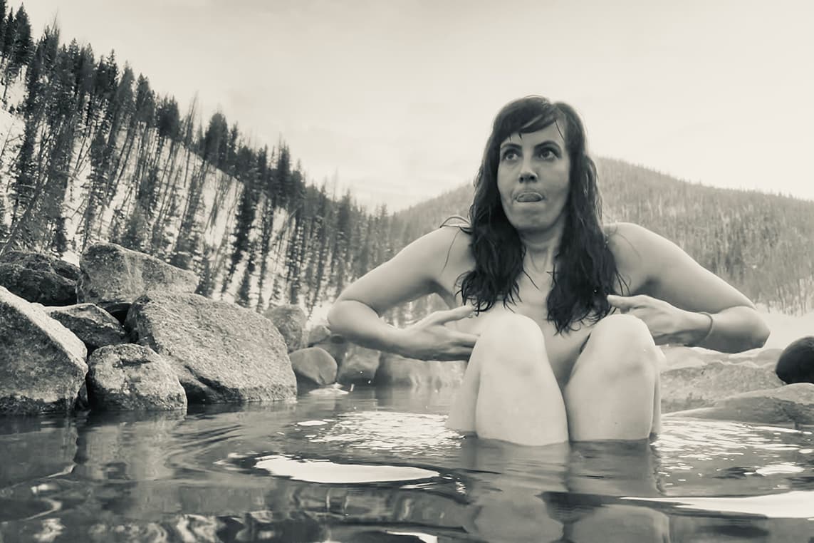 Emma at a hot spring